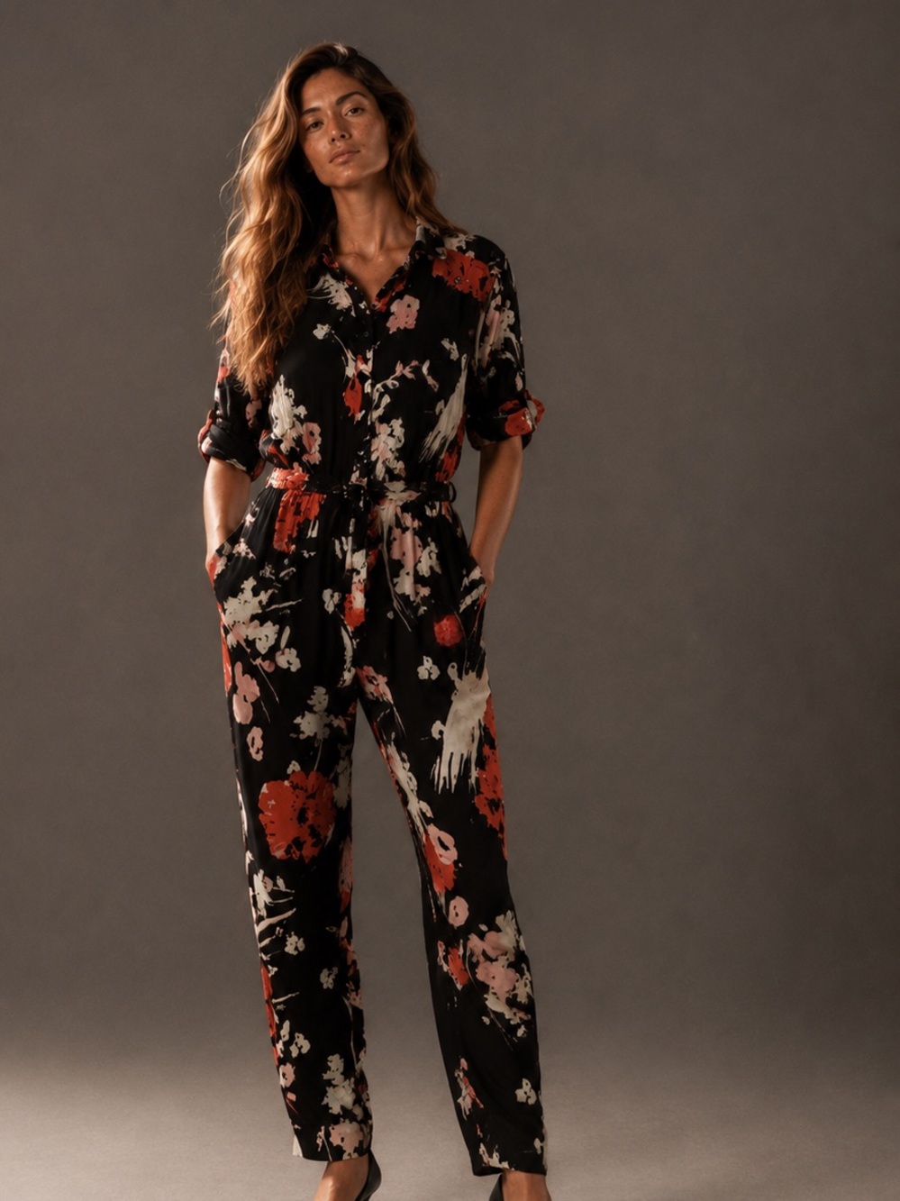 Elie Tahari Floral Belted Wide Leg Jumpsuit NWT MSRP $315
